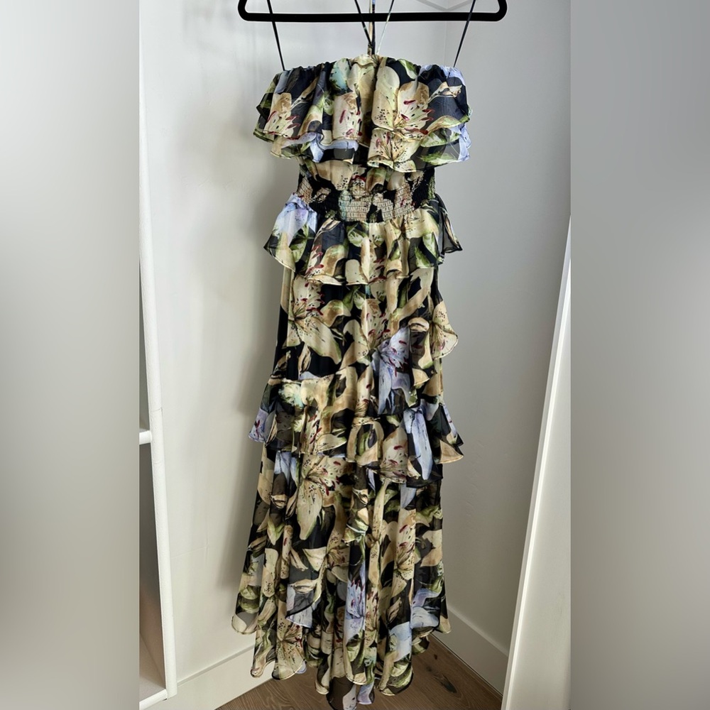 Astr Multicolor Floral Ruffle Maxi Dress